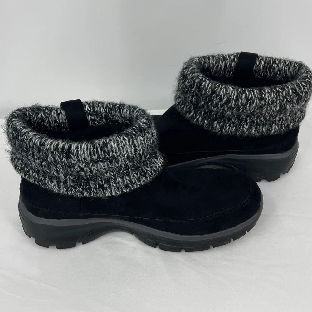 Skechers Black Knit Cuff Winter ANKLE Boots WOMENS SIZE 10 NWOT